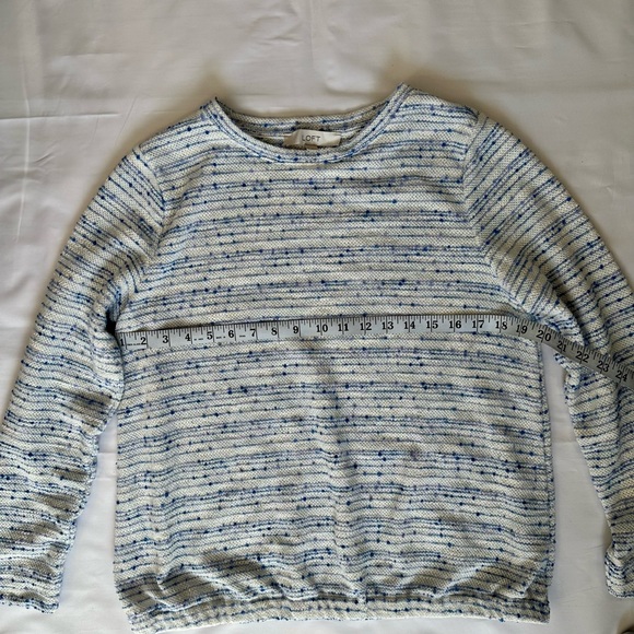 Loft Womens Crew Neck Cotton Blend Lightweight White & Blue Sweater Size M EUC - Picture 11 of 11